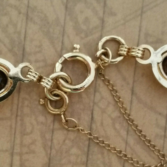 Vintage Faux Topaz Stone Link Bracelet 12 kt GF - Picture 2 of 7